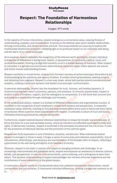 TheFoundationofaHarmoniousSociety:WhyRespectMatters